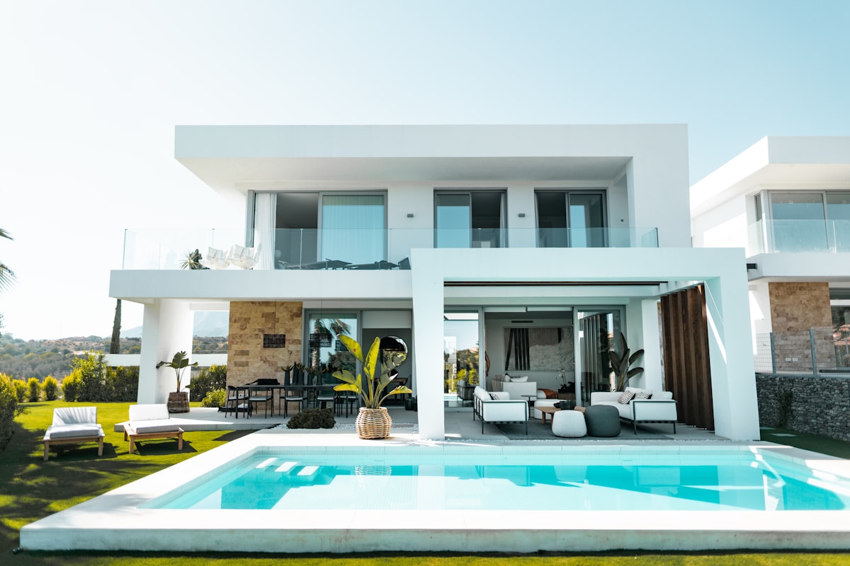 Luxury beachfront villa with turquoise pool